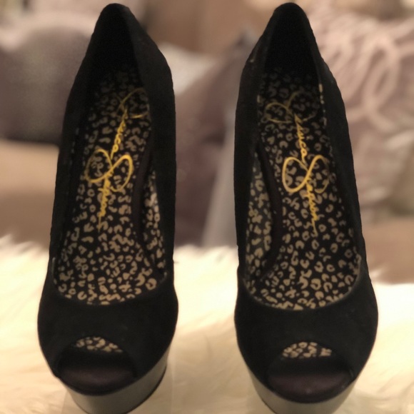 JESSICA SIMPSON Leelo Black Wedges - Picture 2 of 4